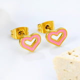 10 pairs mixed 5 colors 8.1*6.6mm heart shaped oil drip set earrings gold color