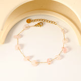 White Turquoise/ Amethyst/ Pink/ Sky Blue/ Turquoise/ Mixed Color Stone Accessories 0.3 Cross Chain*17+3cm+6mm Round Plaque Bracelet Golden