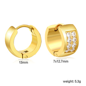 CNC 7* Outer Diameter 13mm Spherical Ear Hook + White Zirconia, Gold