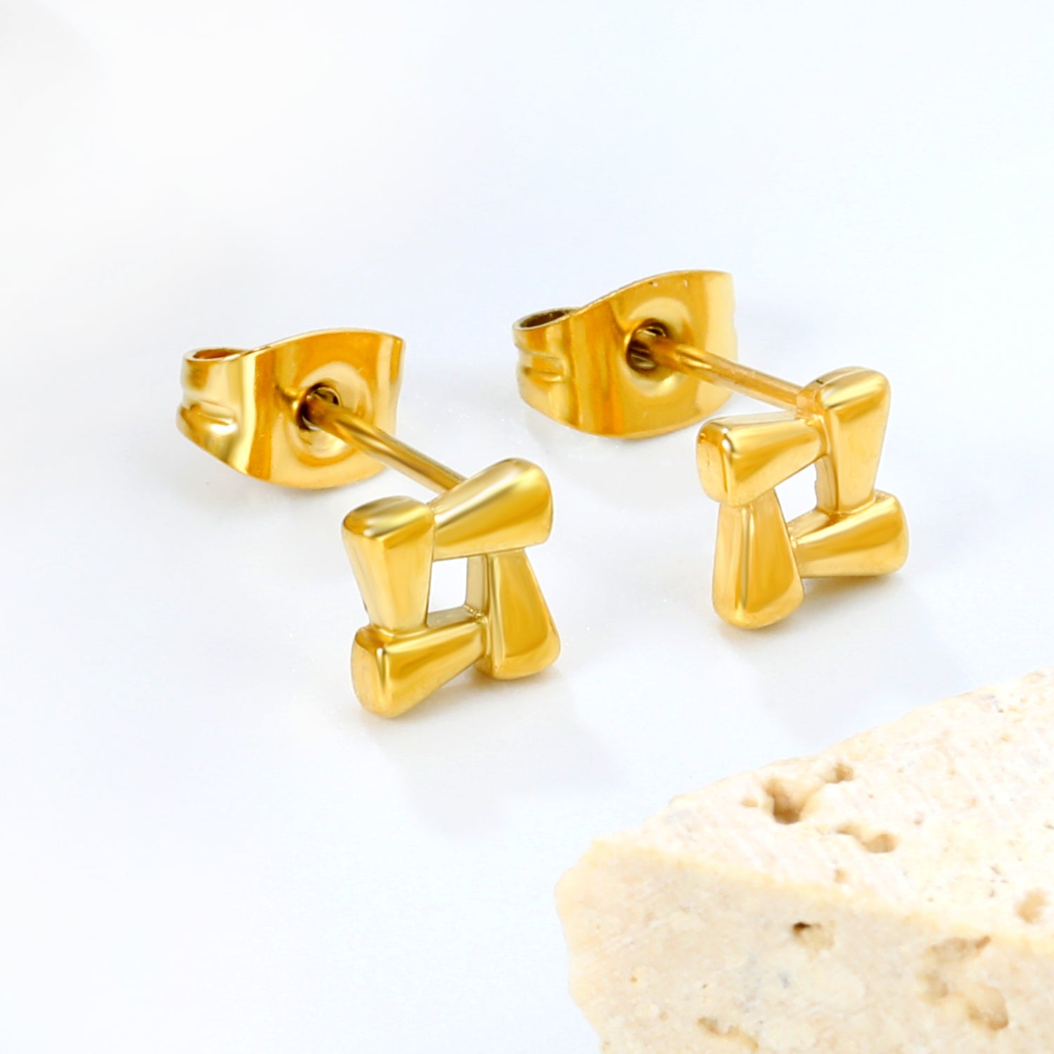 7.8 x 7.8 mm openwork square stud earrings, gold/steel color asonjewelry