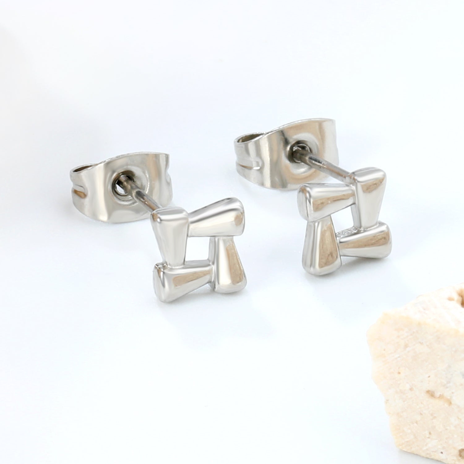 7.8 x 7.8 mm openwork square stud earrings, gold/steel color asonjewelry