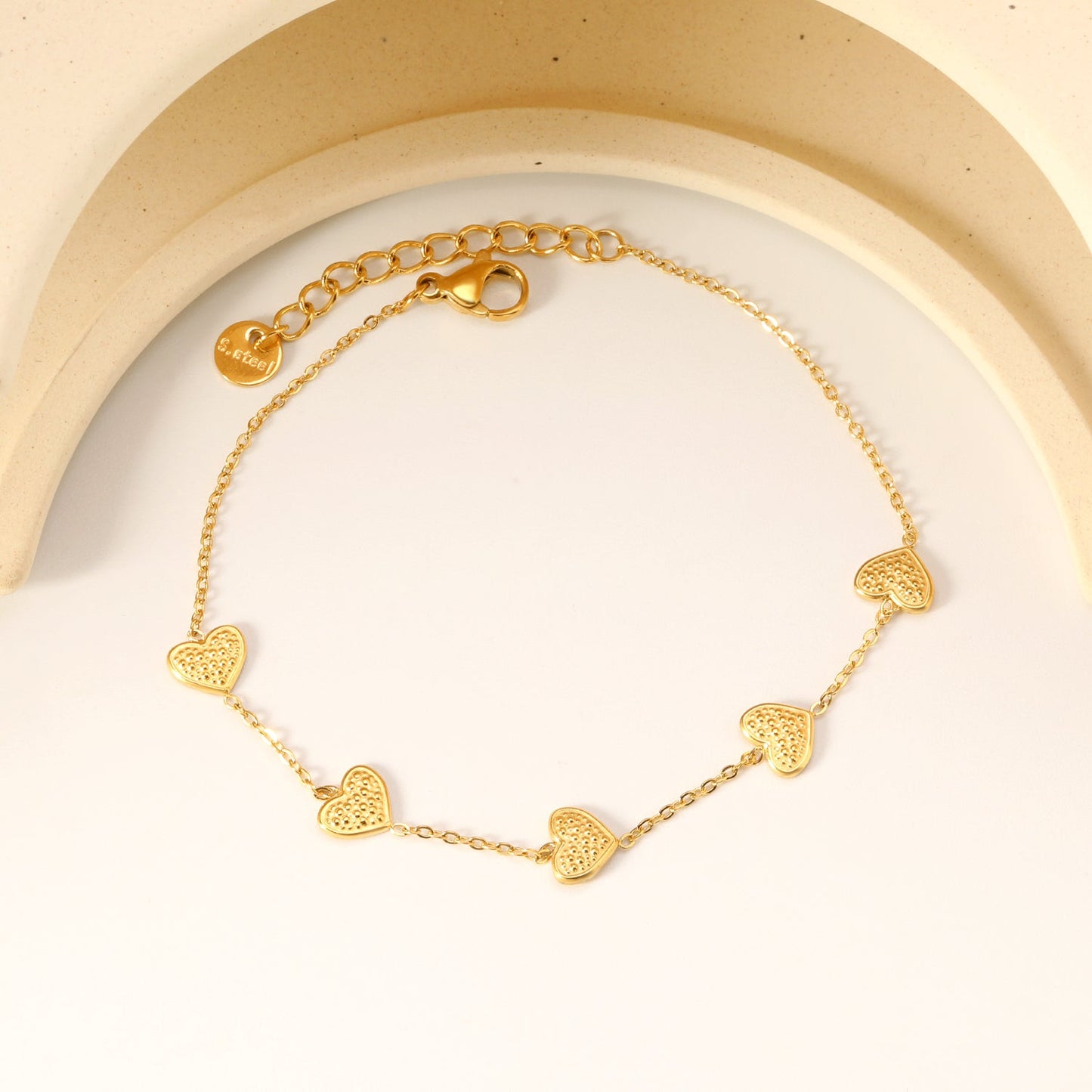 6.3*5.5mm heart-shaped black/purple/red/pink/dark blue oil-dripping accessories 0.3 cross chain *18+3cm+6mm round sign bracelet gold color asonjewelry