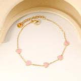 6.3*5.5mm heart-shaped black/purple/red/pink/dark blue oil-dripping accessories 0.3 cross chain *18+3cm+6mm round sign bracelet gold color