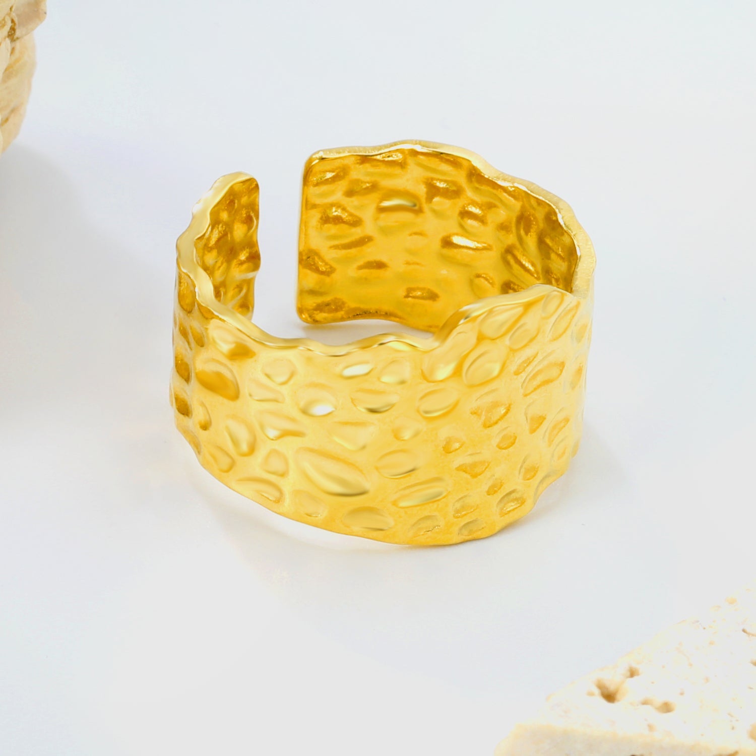 18K Gold - Plated Honeycomb - Textured Ring asonjewelry