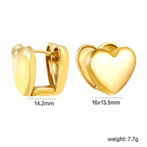 16x13.5mm earring hook + polished heart, gold