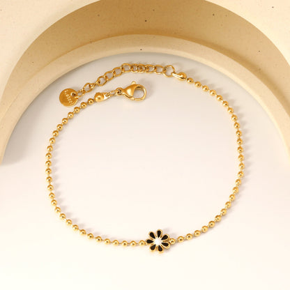 8mm six-petal flower black/purple/red/pink/blue oil drip accessories 2.0 bead chain *18+3mm+6mm round sign bracelet Golden asonjewelry