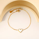 11.2*10.3mm heart shape with white shell/black acrylic/red acrylic fittings 0.35 cross chain*18+3cm+6mm round plaque Bracelet gold color