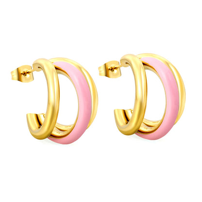 Wire 3*W16*H20mm Triple C-shaped with center white/black/pink/mint green drop earrings gold color asonjewelry