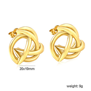 20x19mm Hollow Circle Windmill Ear Studs, Gold