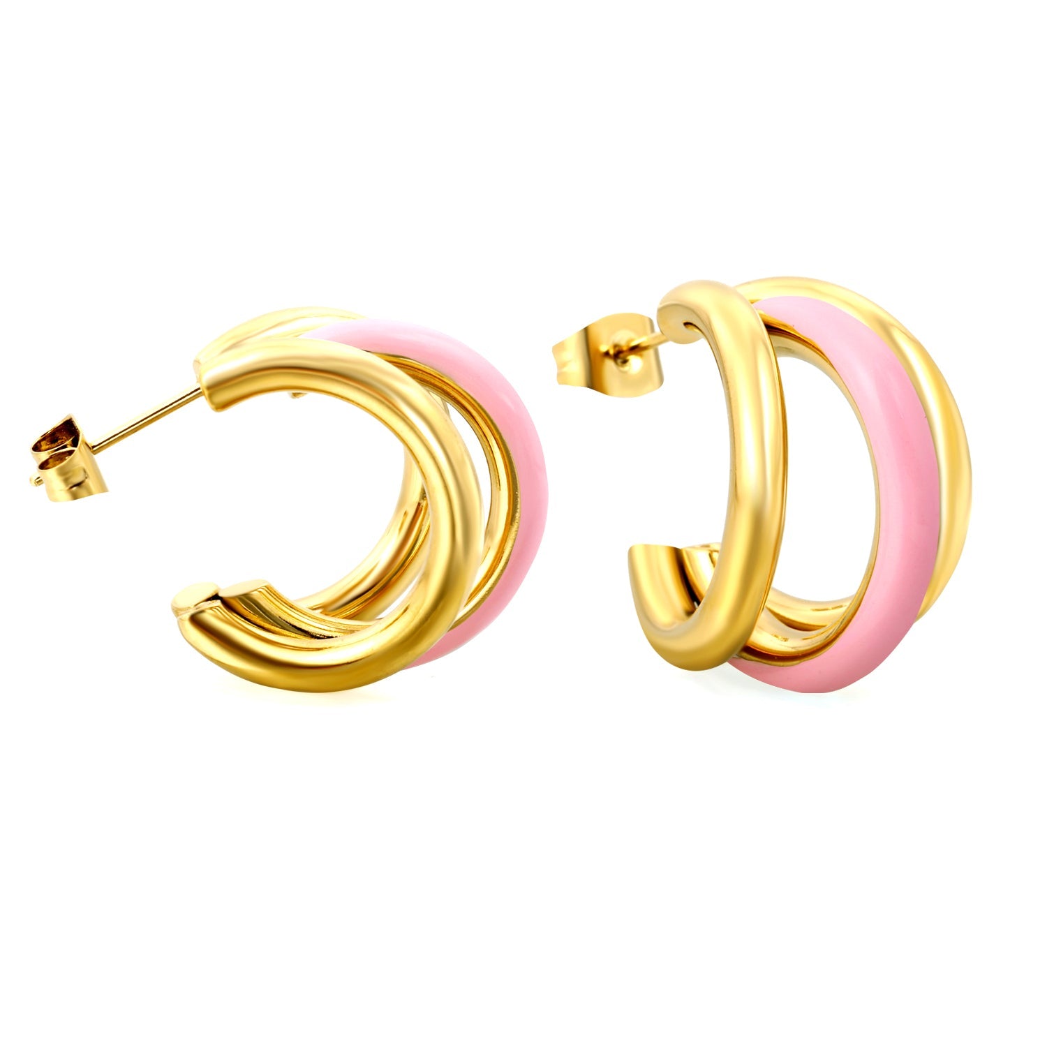 Wire 3*W16*H20mm Triple C-shaped with center white/black/pink/mint green drop earrings gold color asonjewelry