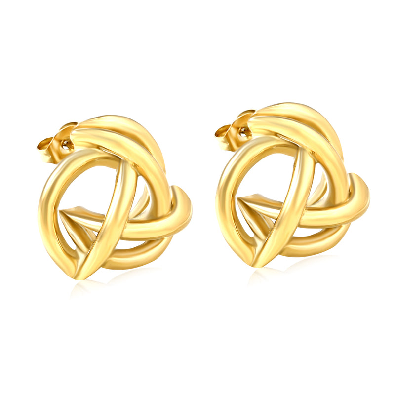 20x19mm Hollow Circle Windmill Ear Studs, Gold