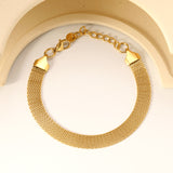 Width 6mm/8mm*Thickness 1mm Flat Mesh Bracelet 18+3cm+6mm Round Tail Plate Gold/ Steel