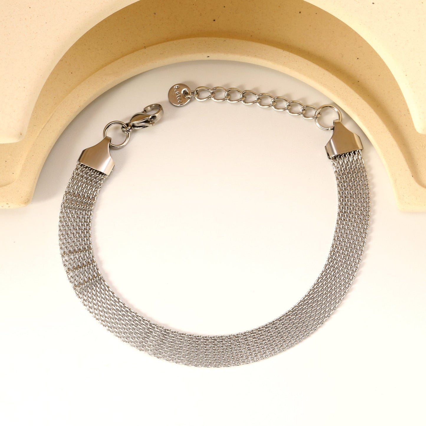 Width 6mm/8mm*Thickness 1mm Flat Mesh Bracelet 18+3cm+6mm Round Tail Plate Gold/ Steel asonjewelry