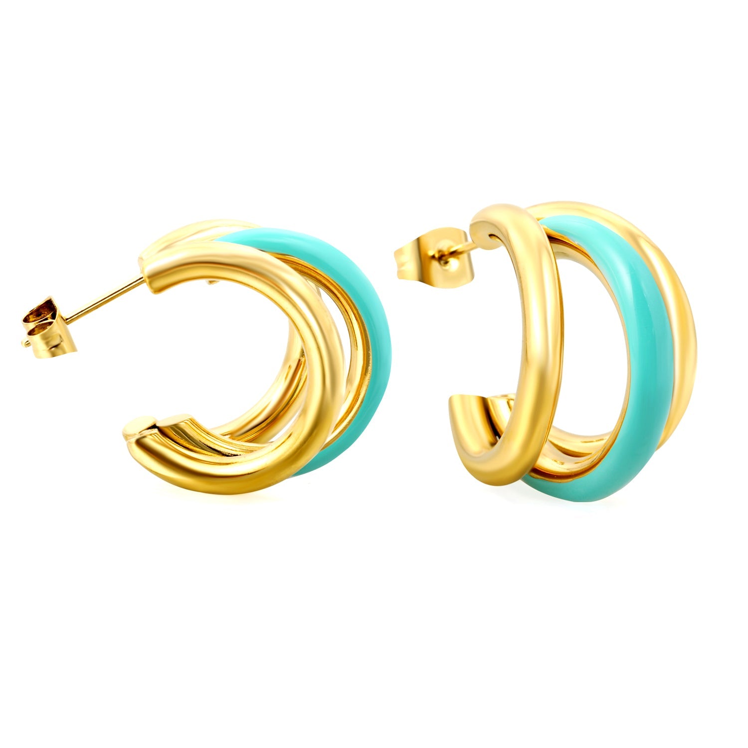 Wire 3*W16*H20mm Triple C-shaped with center white/black/pink/mint green drop earrings gold color asonjewelry
