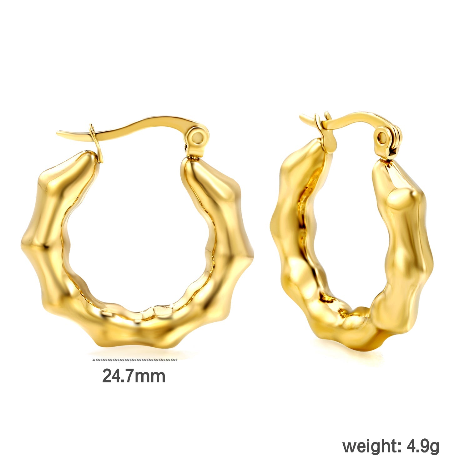 Hollow opening rounded cabochon earring clasp 24.7mm gold color asonjewelry