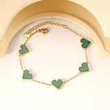 11.3*10.5mm heart shape sticky double-sided white shell/black/red/pink/green horizontal acrylic accessories 18+5cm+6mm round plaque Bracelet gold color
