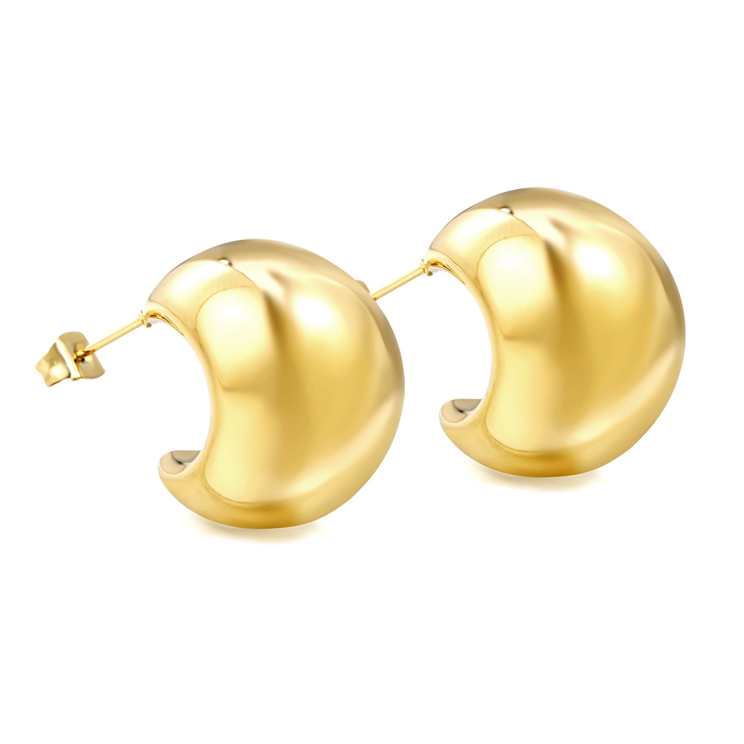 Fat Arc Goldtone Stud Earrings 17.8*22.7mm asonjewelry