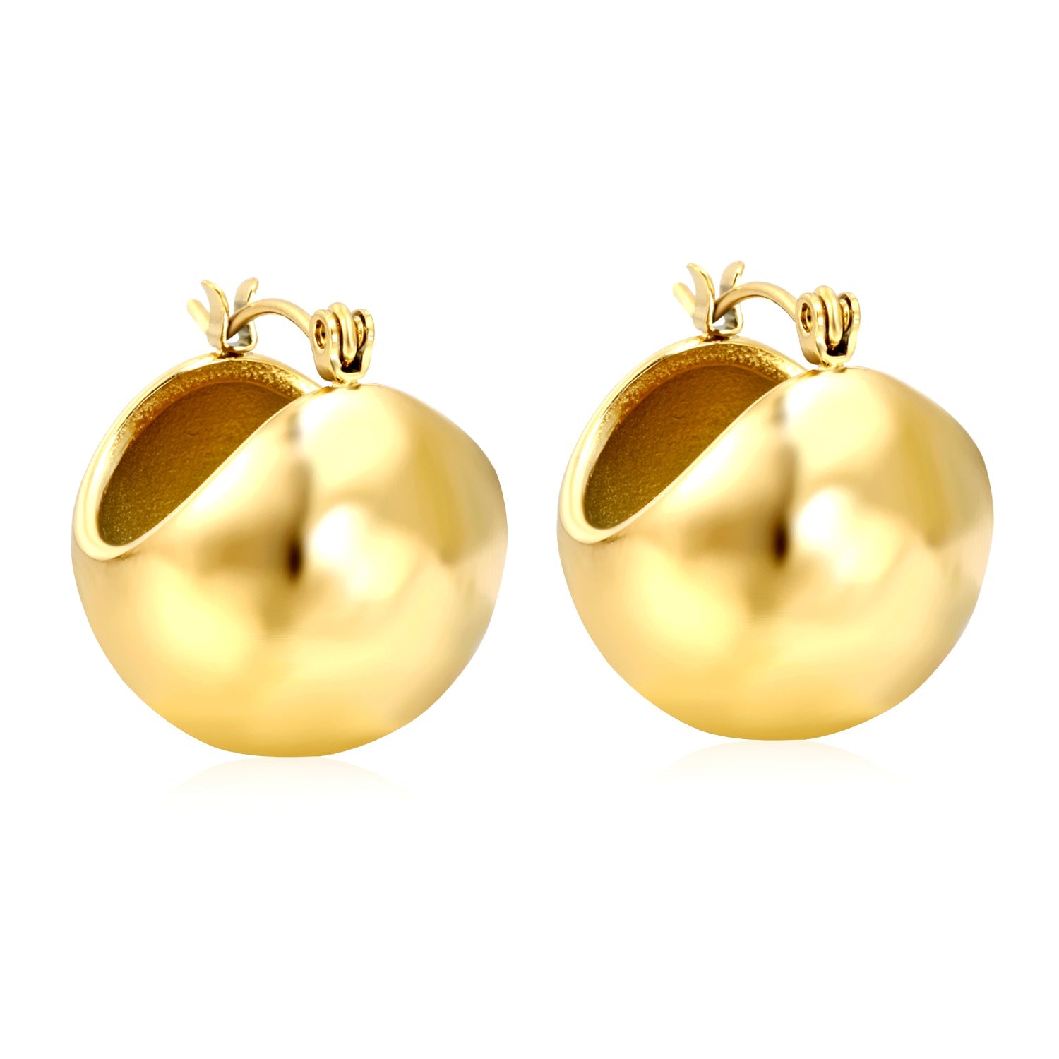 19.5mm Half Round Ball Hollow Out Ear Clip Steel/Golden asonjewelry