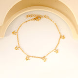 6 x 6mm Small Crown Accessories 17+3cm Bracelet Steel/Gold