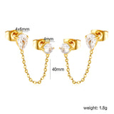 4mm round diamond + 4x6mm double-prong teardrop white zirconia, gold