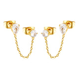 4mm round diamond + 4x6mm double-prong teardrop white zirconia, gold