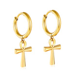 2.0x10mm Ear Hooks 10x15mm Dripping Cross Earrings, Gold
