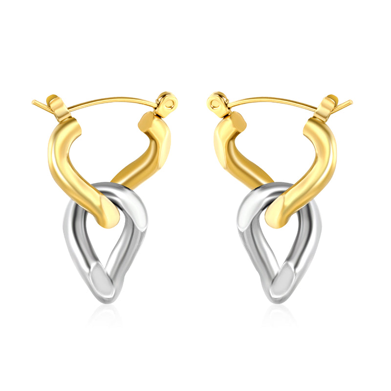 3.0* Inner 18mm 12*16mm Chain Ear Hook, Two-Tone Gold