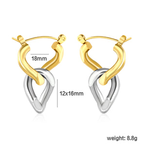 3.0* Inner 18mm 12*16mm Chain Ear Hook, Two-Tone Gold
