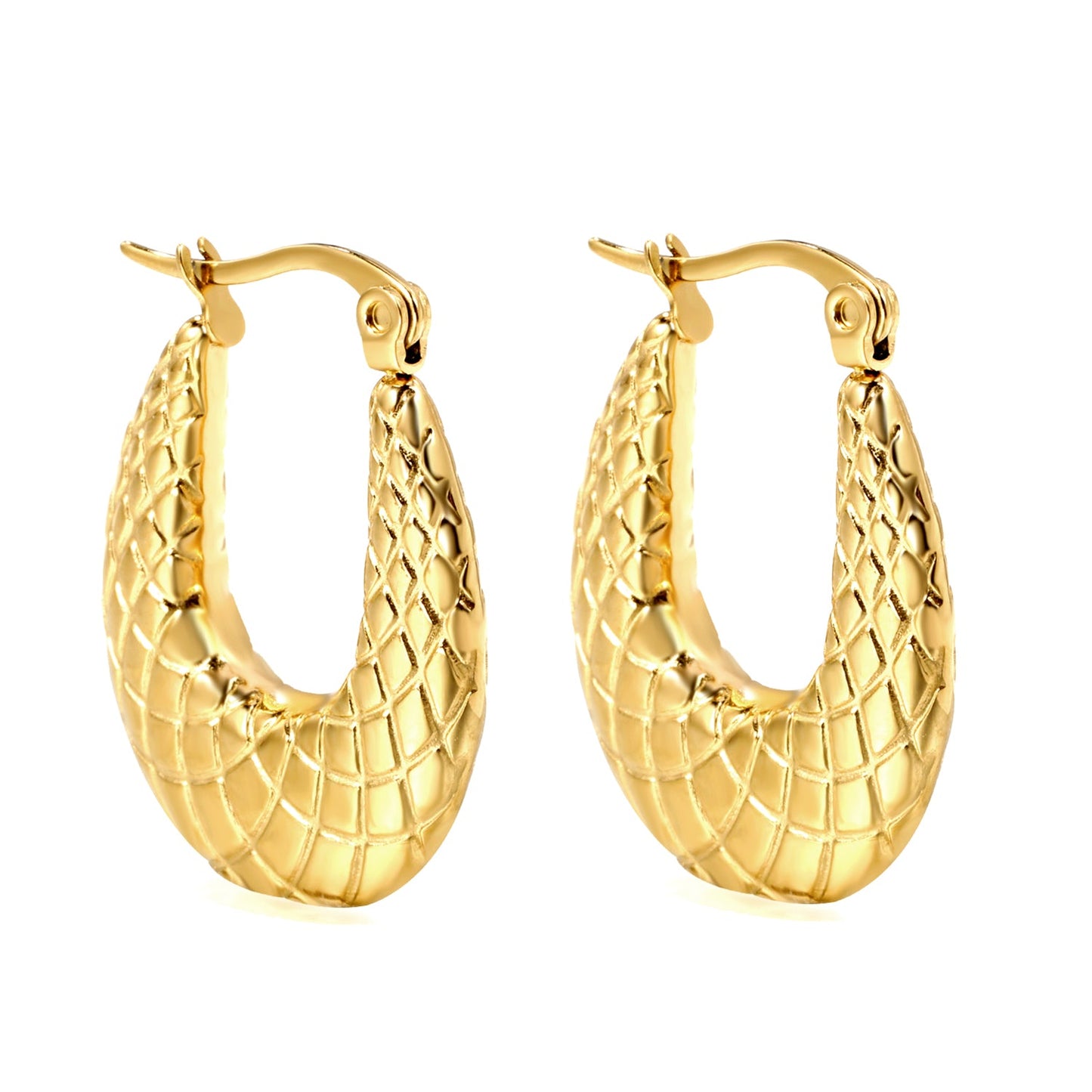 20.2*22mm U-shaped texture earrings gold color asonjewelry