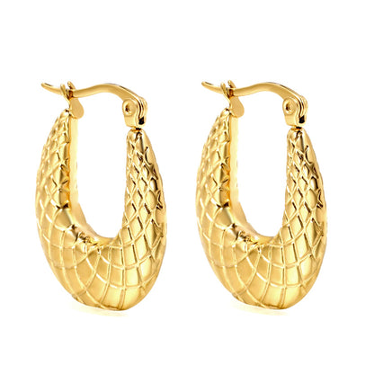 20.2*22mm U-shaped texture earrings gold color asonjewelry