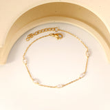 3.3*7.3mm Horse Eye White Zirconium Accessories 0.3 Cross Chain*18+3cm+6mm Round Plaque Bracelet Golden