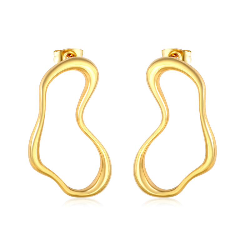 28x48mm twisted geometric lines ear studs, gold