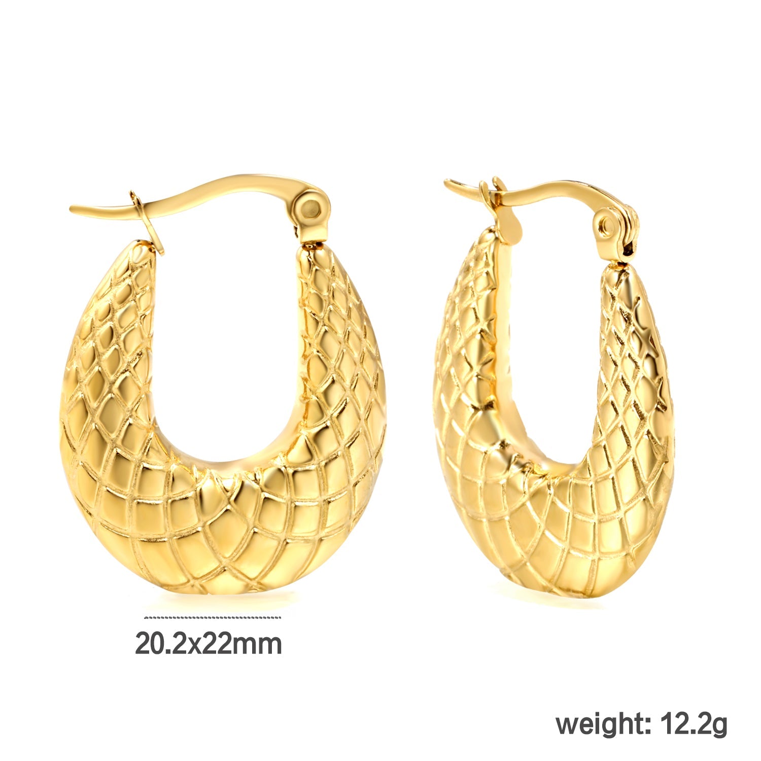 20.2*22mm U-shaped texture earrings gold color asonjewelry