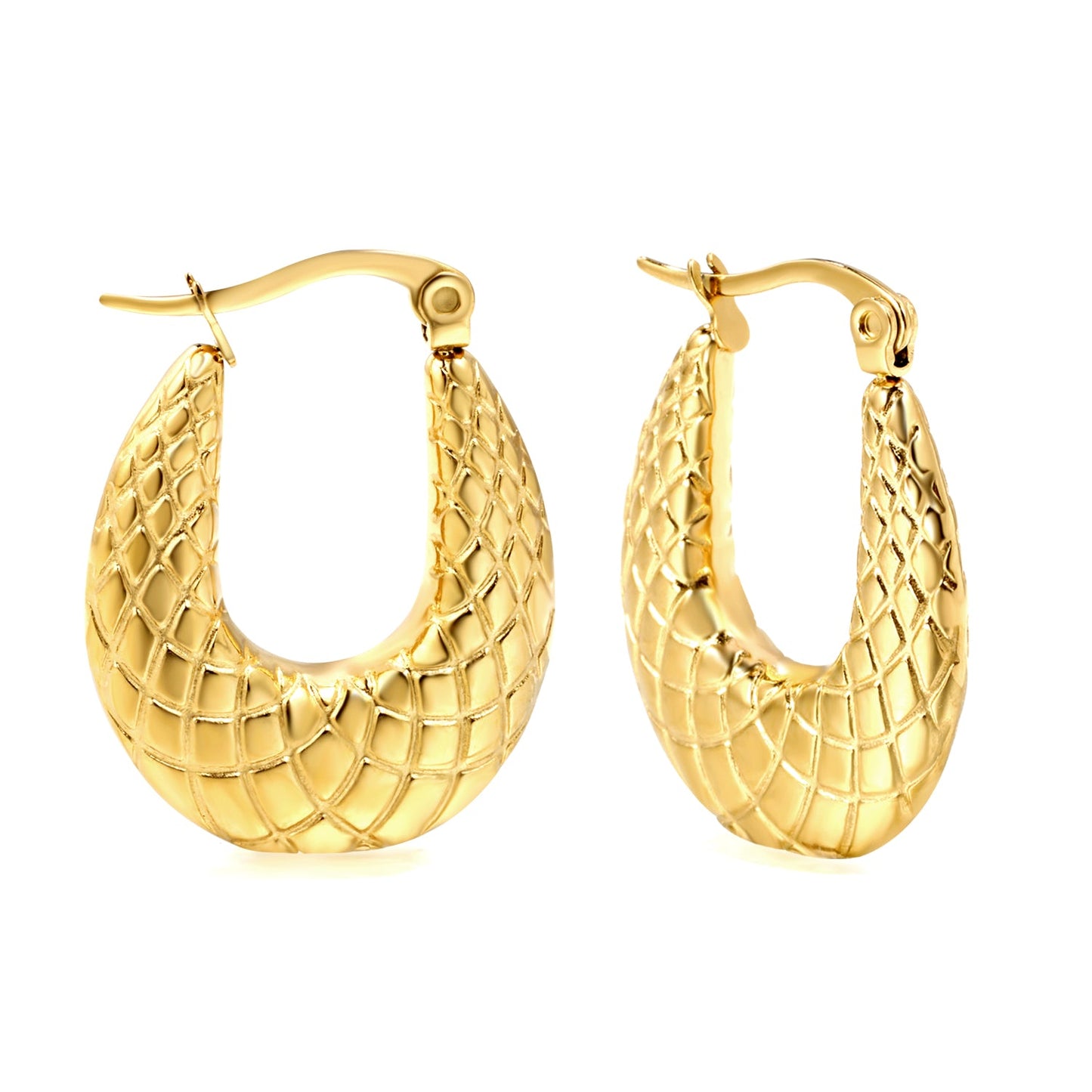 20.2*22mm U-shaped texture earrings gold color asonjewelry