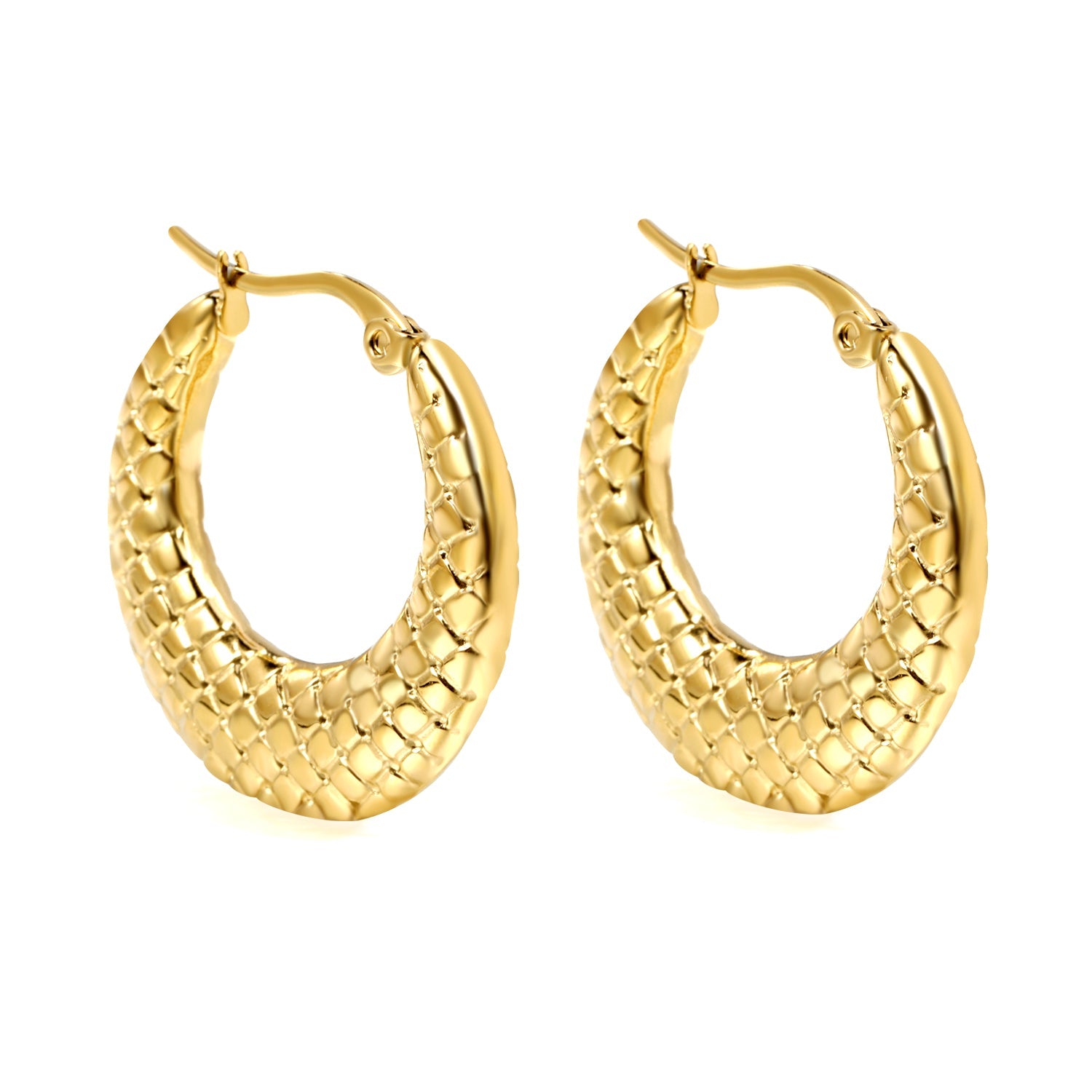 Round snake pattern earrings 28.4*26.6mm gold color asonjewelry
