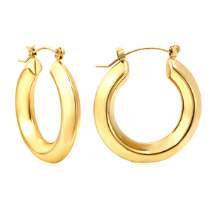 Hollow opening round corner ear clips 6*32mm steel / gold color
