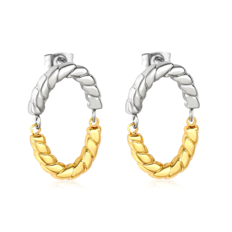 17x26mm Oval Twisted Ear Studs, Gold