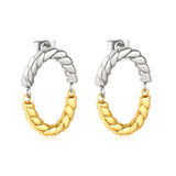 17x26mm Oval Twisted Ear Studs, Gold