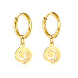2* Inner 8mm Earring Hook + 7.8mm Spiral Circle Accessory Earring, Gold