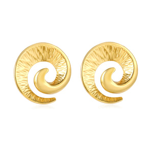 30x32mm spiral sheep horn earring, gold