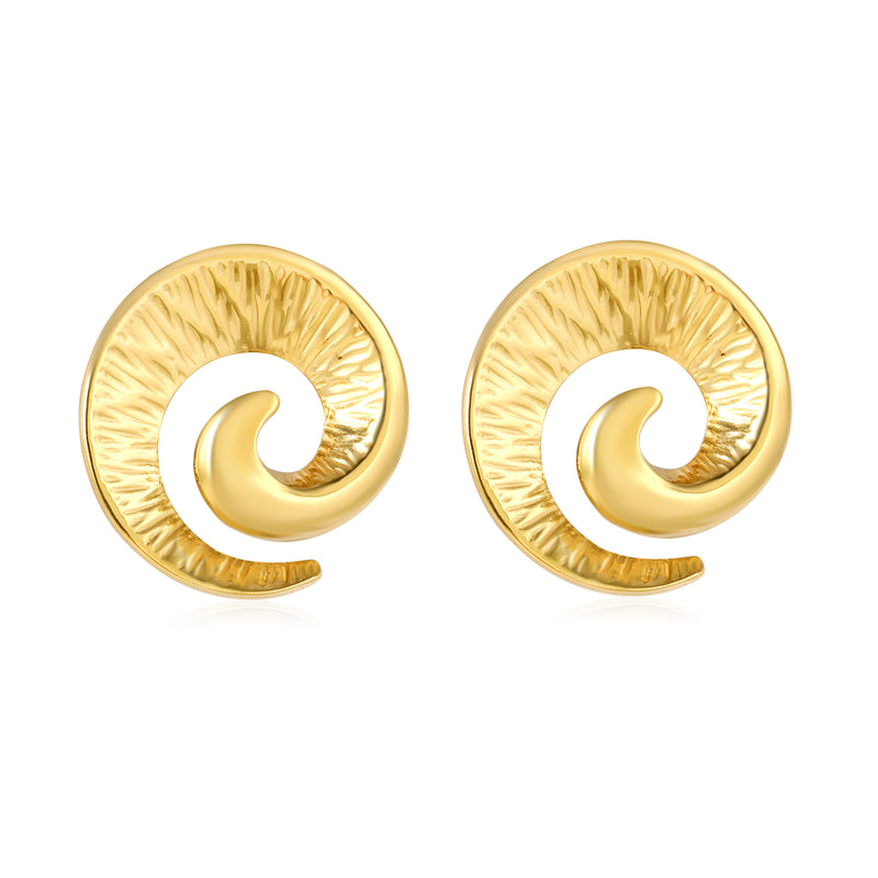 30x32mm spiral sheep horn earring, gold