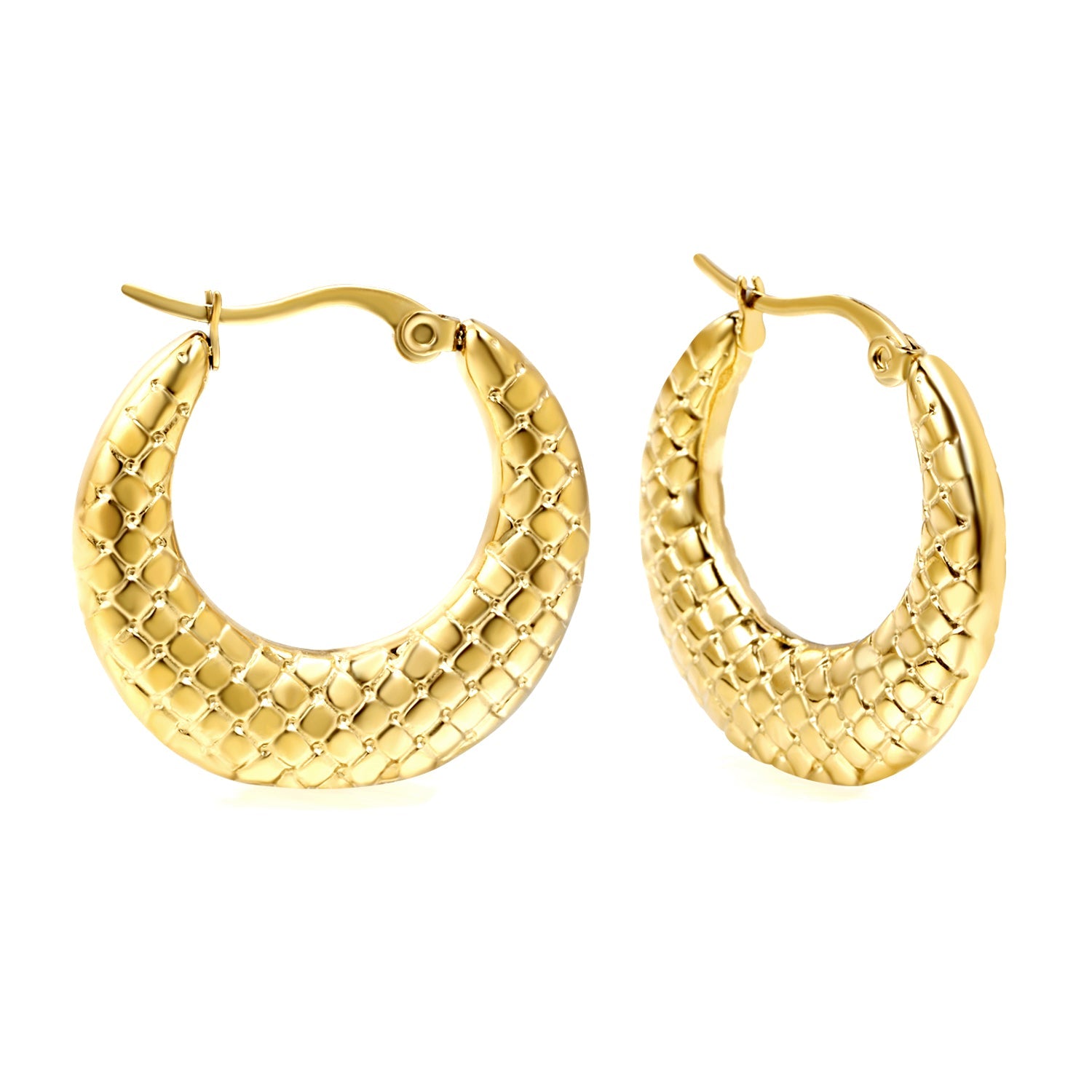 Round snake pattern earrings 28.4*26.6mm gold color asonjewelry