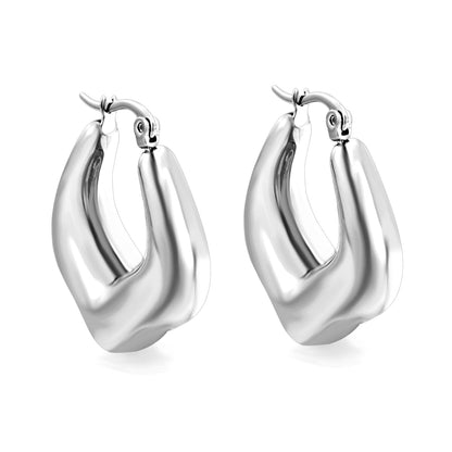 Hollow U-shaped peach heart ear clips 23.7*26.5mm Steel/Golden asonjewelry