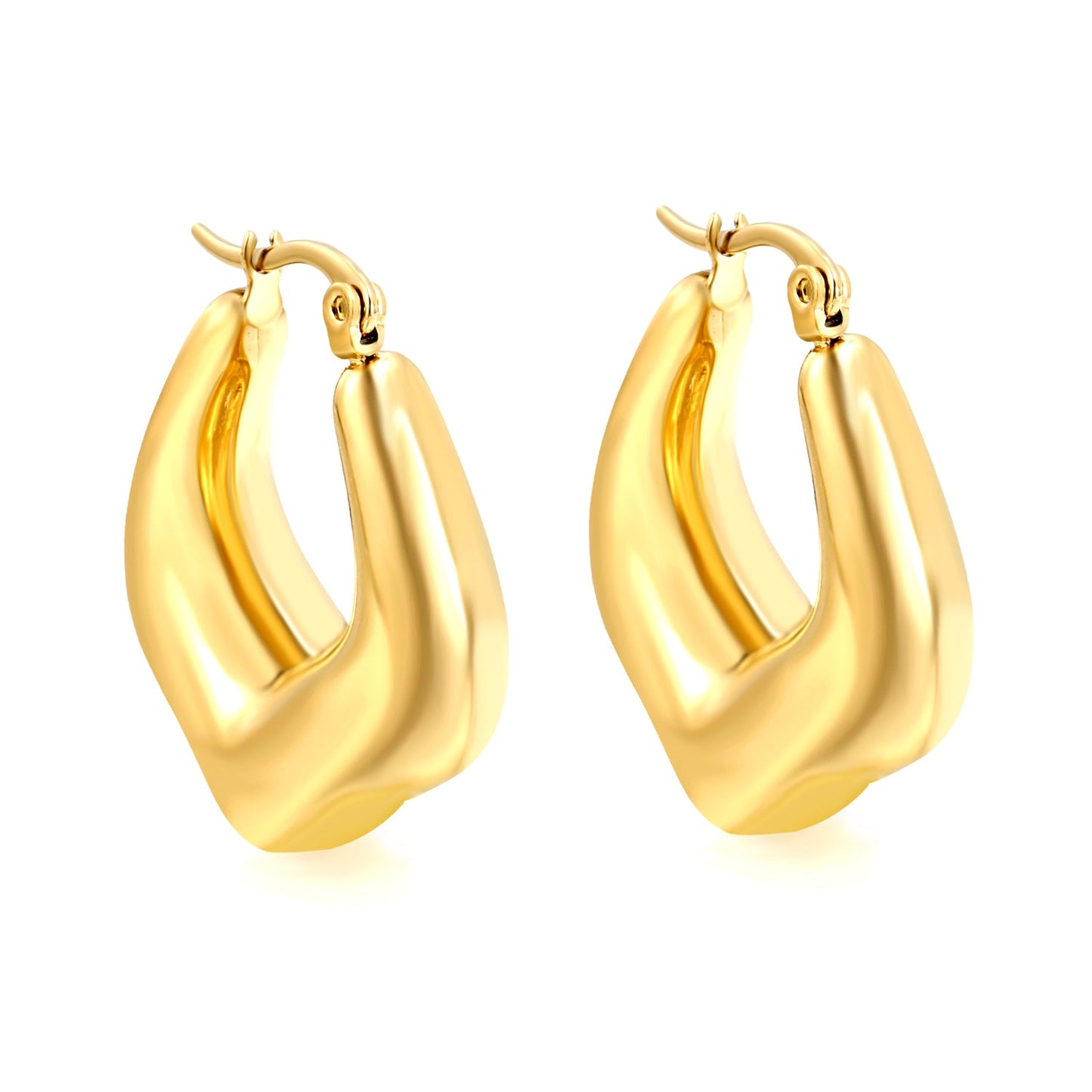 Hollow U-shaped peach heart ear clips 23.7*26.5mm Steel/Golden asonjewelry