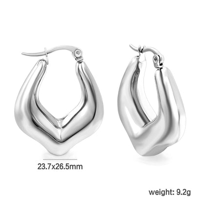 Hollow U-shaped peach heart ear clips 23.7*26.5mm Steel/Golden asonjewelry