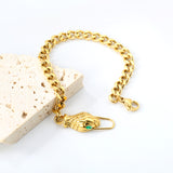 10*17.2mm Snake Head Sticky Emerald Zirconium Fittings 18cm Bracelet Gold Color