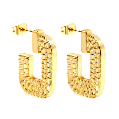 Open square texture earrings 20.8*26.5mm Gold color asonjewelry