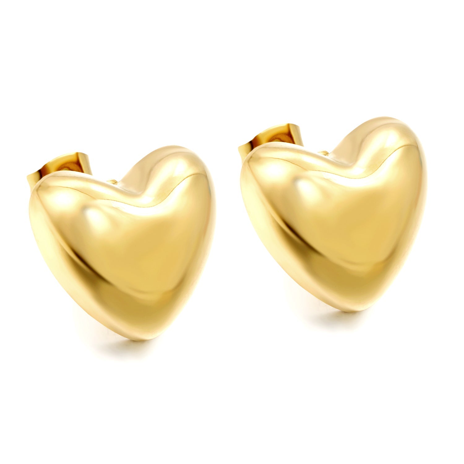 Heart-shaped gold-colored stud earrings 18*16.6mm asonjewelry