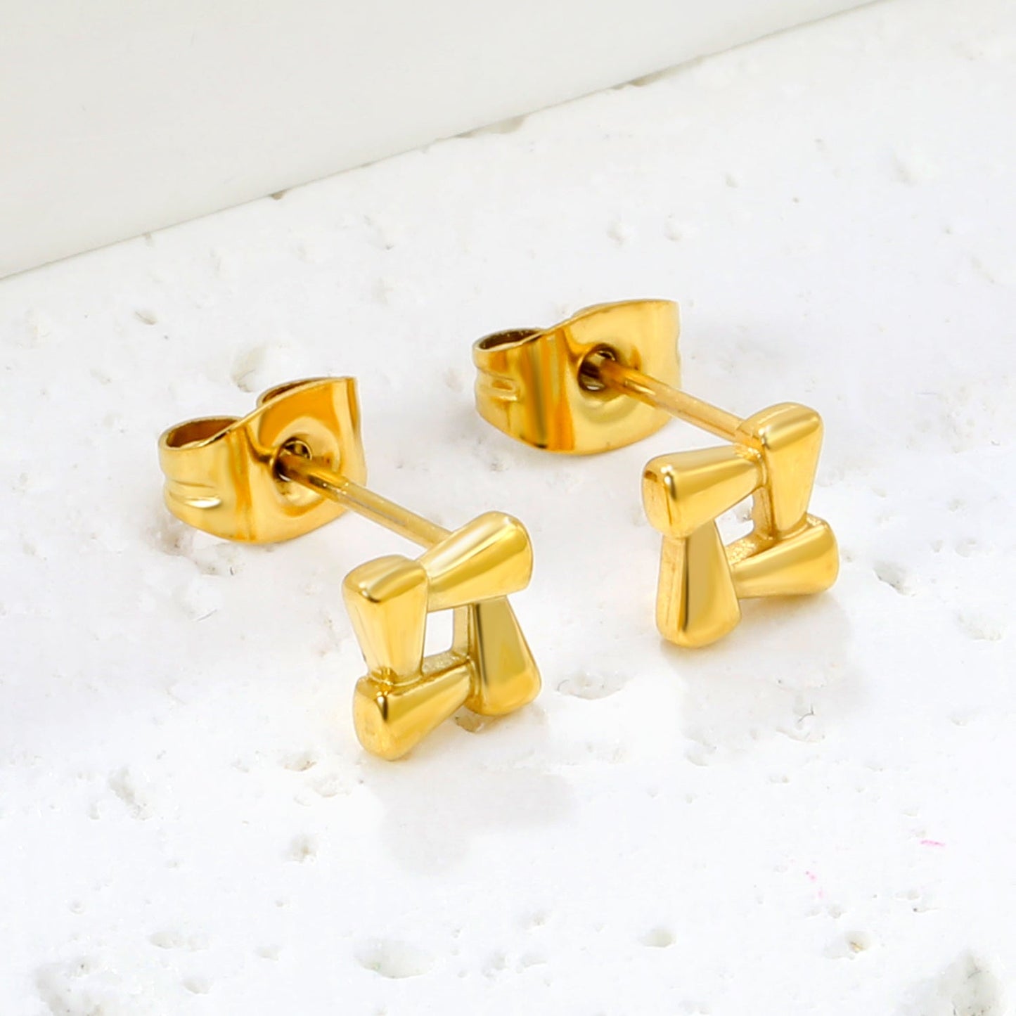 7.8 x 7.8 mm openwork square stud earrings, gold/steel color asonjewelry