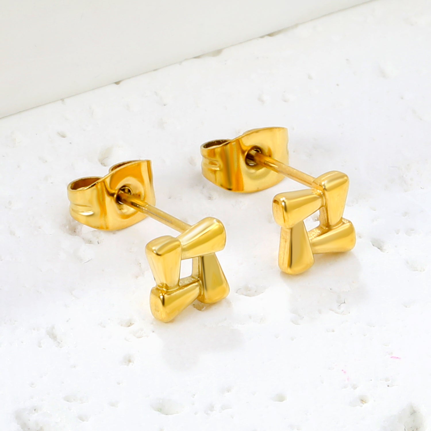 7.8 x 7.8 mm openwork square stud earrings, gold/steel color asonjewelry
